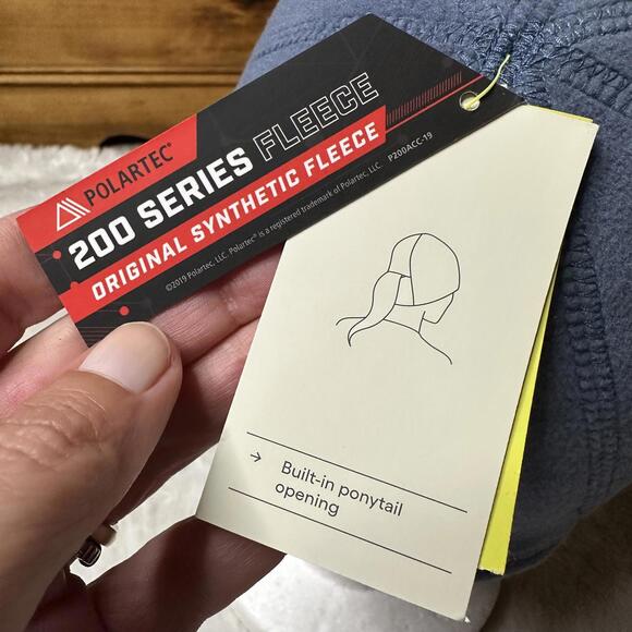 NWT All In Motion Women's Blue Fleece Beanie with Ponytail Opening - Picture 7 of 8